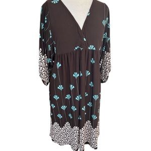 En focus Studio Dress - Brown Cream & Mint - size 16